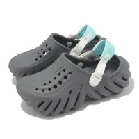 【Crocs】洞洞鞋 Echo Clog K 中童 石板灰 波波小克駱格 小朋友 涼拖鞋 休閒鞋 卡駱馳(2081900IE)