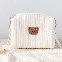 Bear embroidery baby stroller diaper hanging bag toy storage bag mother and baby mommy bag