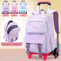 Girls Wheeled backpack Kids Trolley School Bag Children School Backpacks with Wheels School Bags For Students Rolling Backpack