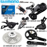 SHIMANO Deore M4100 10 Speed Groupset Derailleurs for MTB Bike Racework XT Crankset CS-M4100-10 42T/46T Cassette Bicycle Parts