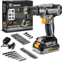 Power Drill Cordless: DEKO PRO Cordless Drill 20V Electric Power Drill Set Tool Drills Cordless Set with Battery and Charger