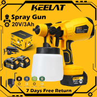 KEELAT 20V 3Ah Cordless Electric Spray Gun Woodworking Paint Sprayer Household Disinfection Spray Gu