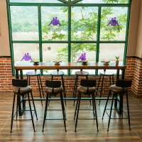 實木吧桌陽桌椅組合餐廳吧高腳桌咖啡廳奶茶桌椅靠墻
