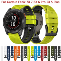 22 26MM Silicone WatchBand Belt For Garmin Fenix 7X 7 6X 6 Pro 5X 5Plus Epix Strap Wristbands 935 945 955 Quick Release Bracelet