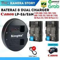 Baterai & Dual Charger Canon LP-E6 For EOS 90D - Battery EOS 80D / EOS 70D / EOS 60D / EOS 7D / EOS