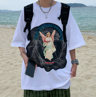 FINDSENSE X 韓潮 個性女神天使圖案印花 男士 純棉 短袖T恤