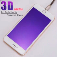 100pcs 3D Carbon Fiber Anti purple blue ray Tempered Glass Screen Protector For iPhone 11 12 13 14 15 pro max mini XR Xs max