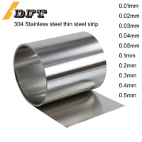 1 Meters 304 stainless steel strip sheet steel coil steel strip 0.01 0.02 0.05 0.1 0.2 0.3 0.4 0.5 mm thickness