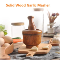 Resin Mortar Pestle Set Wooden Grinding Bowl Household Kitchen Manual Garlic Ginger Spices Grinder Mortar Pestle Set