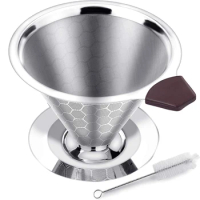 HOT-Pour Over Coffee Filter Reusable Paperless Coffee Dripper Stainless Steel Coffee Filter Pour-Over Brewing Tool