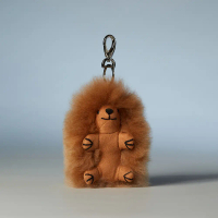 秘魯工匠手工天然羊駝毛-刺蝟娃娃鑰匙圈17cm-淺棕