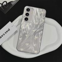Soft case Xiaomi 14T Dasi busur sederhana Silver Feather ponsel TPU cocok untuk REDMI A3 12 13 note 