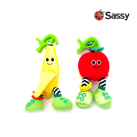 【美國 Sassy】寶寶的水果伙伴-香蕉 &amp; 蘋果 二入組(安撫玩具)