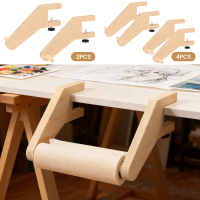 1/2 Set Craft Paper Roll Holder Toilet Paper Storage Holder Adjustable Wooden Desk Mount Paper Roll 