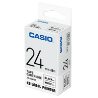 CASIO  標籤機專用色帶-24mm【共有5色】白底黑字(XR-24WE1)