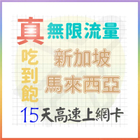 【AOTEX 奧特克斯】15天新加坡上網卡馬來西亞上網卡真無限高速流量吃到飽(手機卡SIM卡網路卡預付卡)