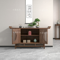 新中式實木玄關桌 胡桃木色入戶條案簡約家用供桌裝飾玄關櫃 批發