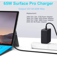 Surface Laptop Pro Charger Power Supply 65W 15V 4A For Microsoft Surface Pro 3/4/5/6/7 Surface Go1/2 Surface Book1/2 Laptop1/2/3