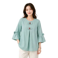 Guzel Glow Violin Blus Wanita Katun Casual biru ld 100cm