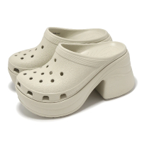 【Crocs】洞洞鞋 Siren Clog 女鞋 骨白色 人魚鞋克駱格 後底 增高 跟鞋 卡駱馳(2085472Y2)