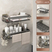 Bathroom Accessories Set Space Aluminum Bathroom Shelf Shelves Shampoo Shower Storage Rack Kitchen Holder Kitchen Organizer