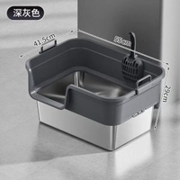 半封閉不鏽鋼貓砂盆高圍欄防外濺防漏尿貓砂盆超大號頂入式貓沙盆