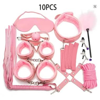 10Pcs/Set BDSM Premium PU Leather Intimate Relaxation Accessory Kit, Wrist & Ankle Restraints, Flirt
