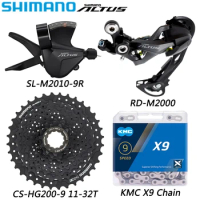SHIMANO ALTUS M2000 9 Speed Groupset Derailleur SL-M2010-9R Shifter CS-HG200-9 11-32/34/36T Cassette KMC X9 Chain Bike Parts
