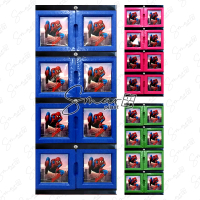 LEMARI PLASTIK 4 SUSUN TINGKAT JUMBO GANTUNG TANPA KACA CERMIN FULL KUNCI KABINET KARAKTER SPIDERMAN