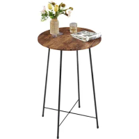 23.6 Inch Modern Bistro Bar Restaurant Furniture, Counter Height Wood Top, Easy to Assemble, Round Table, Brown