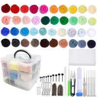 For Beginner Wool Felting Tool Kit With Wool Felt Needle Felting Foam Pad Multi-Color Wool And DIY Crafts Quilting Accessory Etc