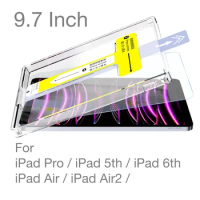 For iPad 5 6 th 5th 6th Air Air2 9.7 Inch 9.7Inch Pro Tempered Glass Screen Protector Easy Install Auto-Dust Removal Kit