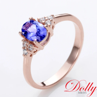 【DOLLY】14K金 天然丹泉石玫瑰金鑽石戒指