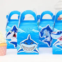 4/12pcs Paper Candy Box Shark Favor Bag Baby Shower Gift Box Birthday Party Decorations Kids Wedding Favors And Gifts