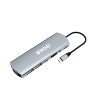 ฮับมัลติพอร์ต TA07 - 7 in 1 USB-C HUB RJ45/USB 3.0/USB-C/3.5mm/4K*2K (3840x2160)@30HZ สีเทา
