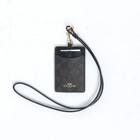 Lanyard COACH MONOGRAM BLACK DARK BROWN LANYARD CARD HOLDER 100% ORIGINAL 10X7CM