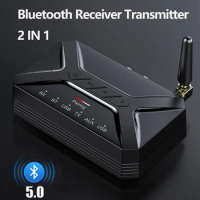 BT 5.0 Audio Transmitter Receiver HD 40M Low Latency Wireless Bluetooth Adapter 3.5mm AUX Jack RCA USB for TV PC Headphone