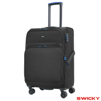 【SWICKY】24吋復刻都會系列旅行箱/布面行李箱/布箱(黑)