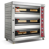 Issac Machine.com Ce Convection 6 220v 3 Layer 9 Pans Gas Bakery Baking Oven With Steaming Function Grill