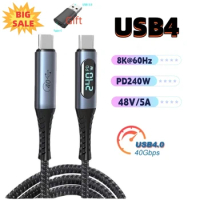 USB4.0 Display Cable Thunderbolt 4 40Gbps Type C to C Cable PD240W Blazing-Fast Charging Cable 8K@60Hz for MacBook Laptop Switch