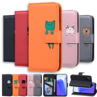 Lovely Animal Flip Leather Phone Case For Samsung Galaxy A12 A22 A32 A42 A52 A72 A52S 5G S22 S21 S20 FE Ultra Plus Card Cover