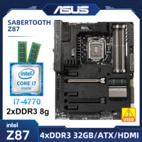 LGA 1150 Motherboard kit Asus SABERTOOTH Z87 with i7-4770cpu + DDR3 8g*2 ram Intel Z87 32GB USB3.0 PCI-E 3.0 SATA III ATX