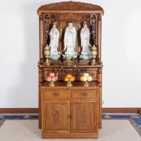Solid Wood Altar Buddha Shrine Household Clothes Closet Chinese Buddha Cabinet Altar Bodhisattva Altar