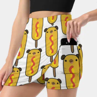 Corn Dog Korean Fashion Skirt Summer Skirts For Women Light Proof Trouser Skirt Corn Corndog Dogs Pug Pugs State Fair County