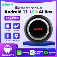 JUSTNAVI QCM6225 CarPlay Ai Box Android 13 Wireless CarPlay Android Auto For Smart TV Box Netflix Box for Wired Carplay Car