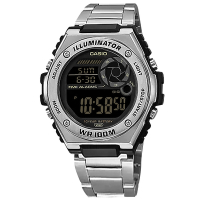 CASIO 卡西歐 / 運動時尚 工業風格 防水 電子數位 不鏽鋼手錶 黑x銀 MWD-100HD-1B 51mm