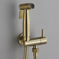 Handheld Bidet Sprayer Set brushed gold Toilet Kit Bidet Faucet for Bathroom Shower Head Self Cleaning Hand hose Sprayer