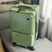 KLQDZMS Women's Suitcase Large Capacity Trolley Case Front Opening Laptop Travel Bag 24“26”28"30 Inch ABS+PC Men's Luggage