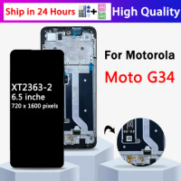 6.56" Original For Motorola Moto G34 LCD Display Touch Screen Sensor Digiziter Assembly Replacement For Moto G34 XT2363-2 Screen