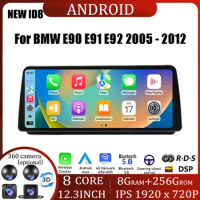 12.3 Inch Android 14 Touch Screen For BMW E90 E91 E92 2005 - 2012 Car Carplay Monitors Stereo Speacker Radio Multimedia Player